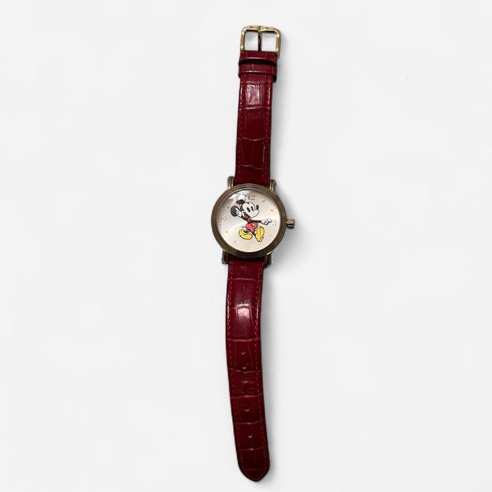 Red Leather Mickey Mouse Watch